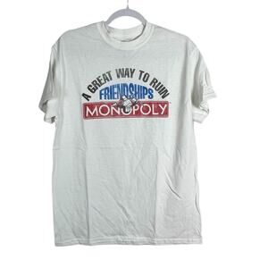 Monopoly T-Shirt M White Graphic “A Great Way to Ruin Friendships” Humor Funny